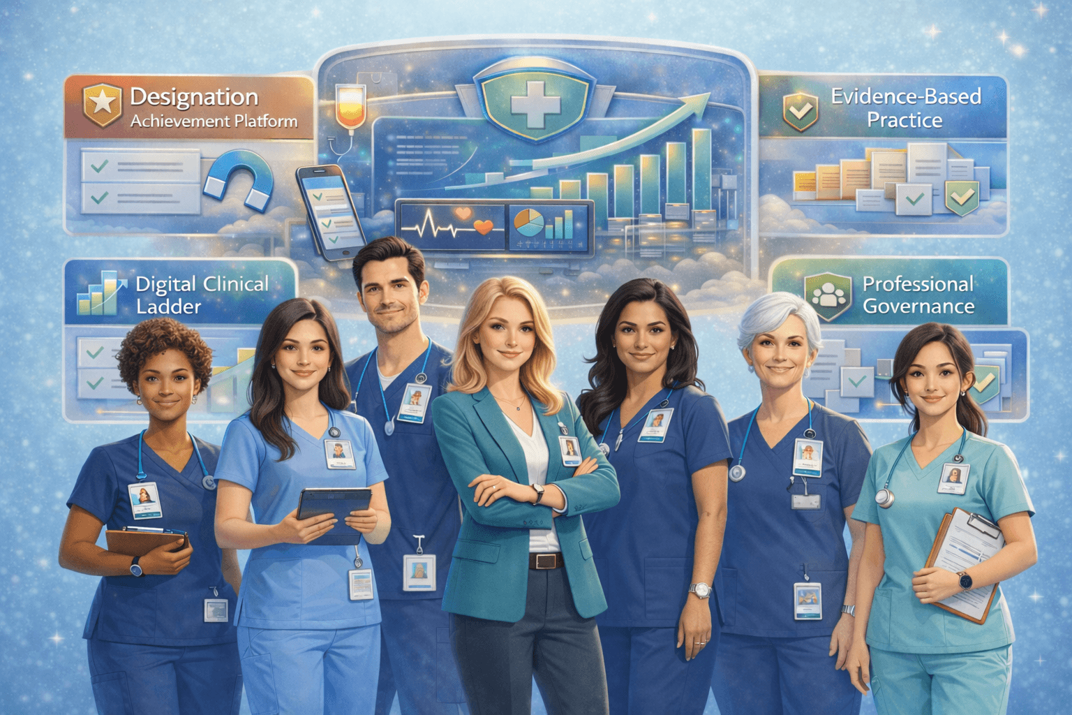 NELP platform dashboard showing nursing excellence metrics and designation progress